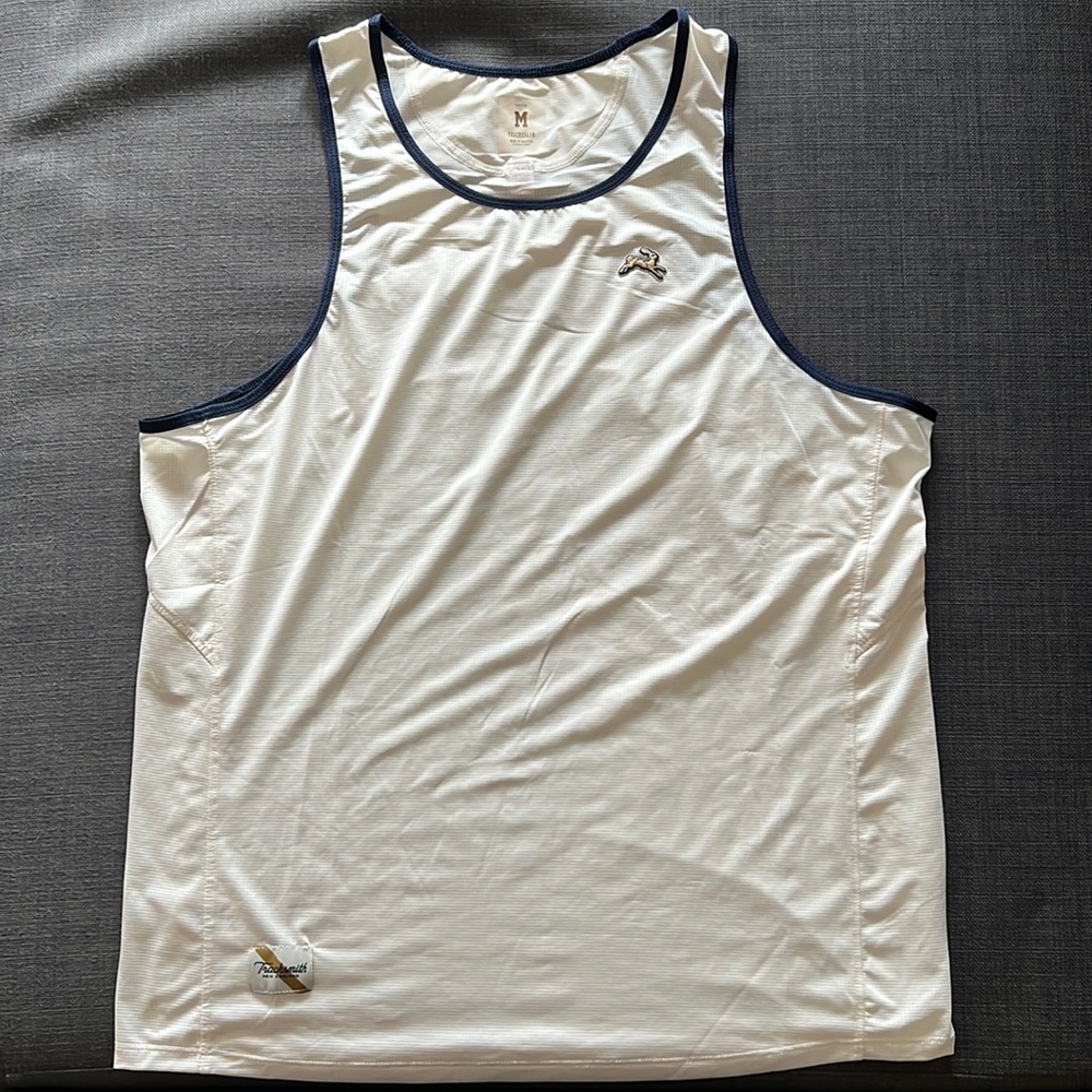 Tracksmith Twilight Tank, Medium, Ivory with Navy Trim